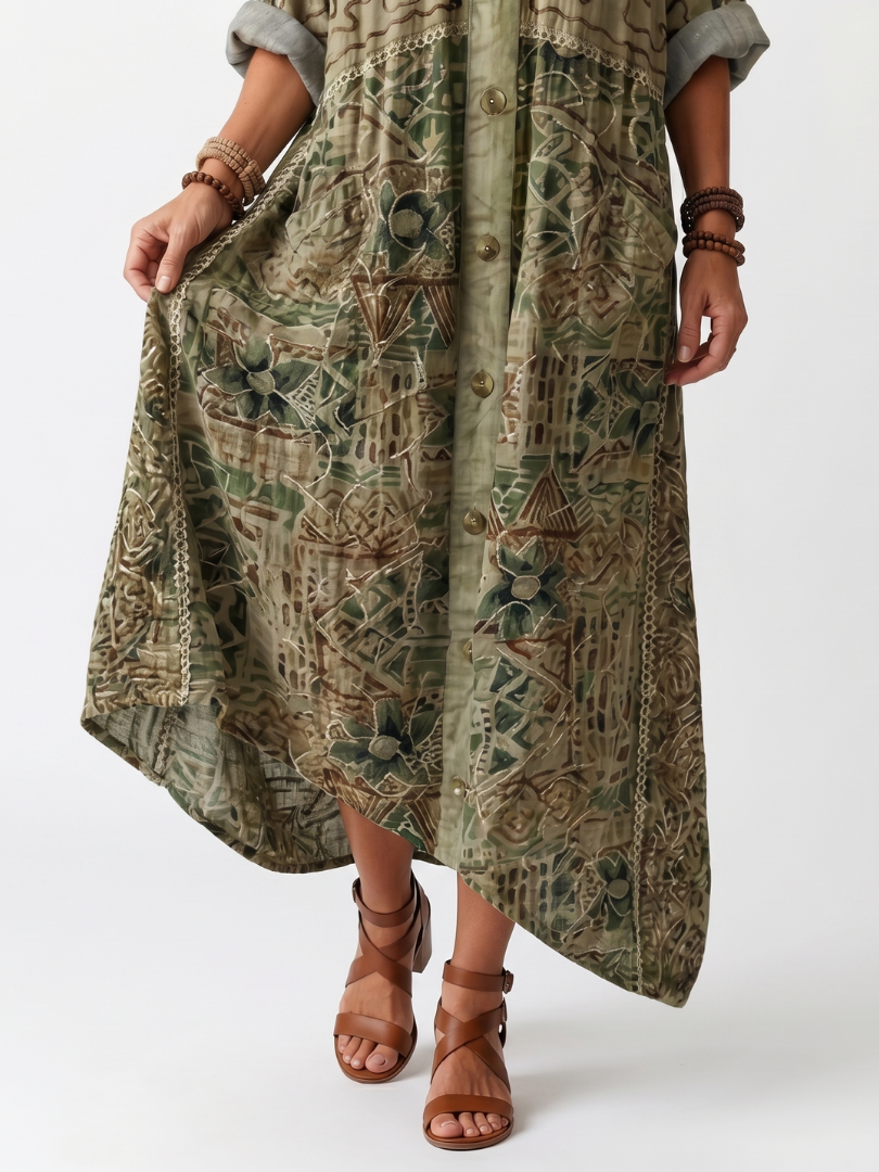 Aleta | Oversized Midi Dress with Buttons and Pockets