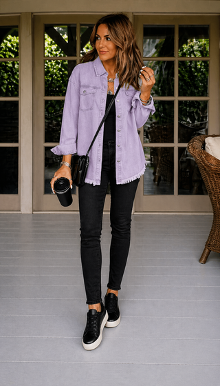 Mila – Black Denim Shirt Jacket
