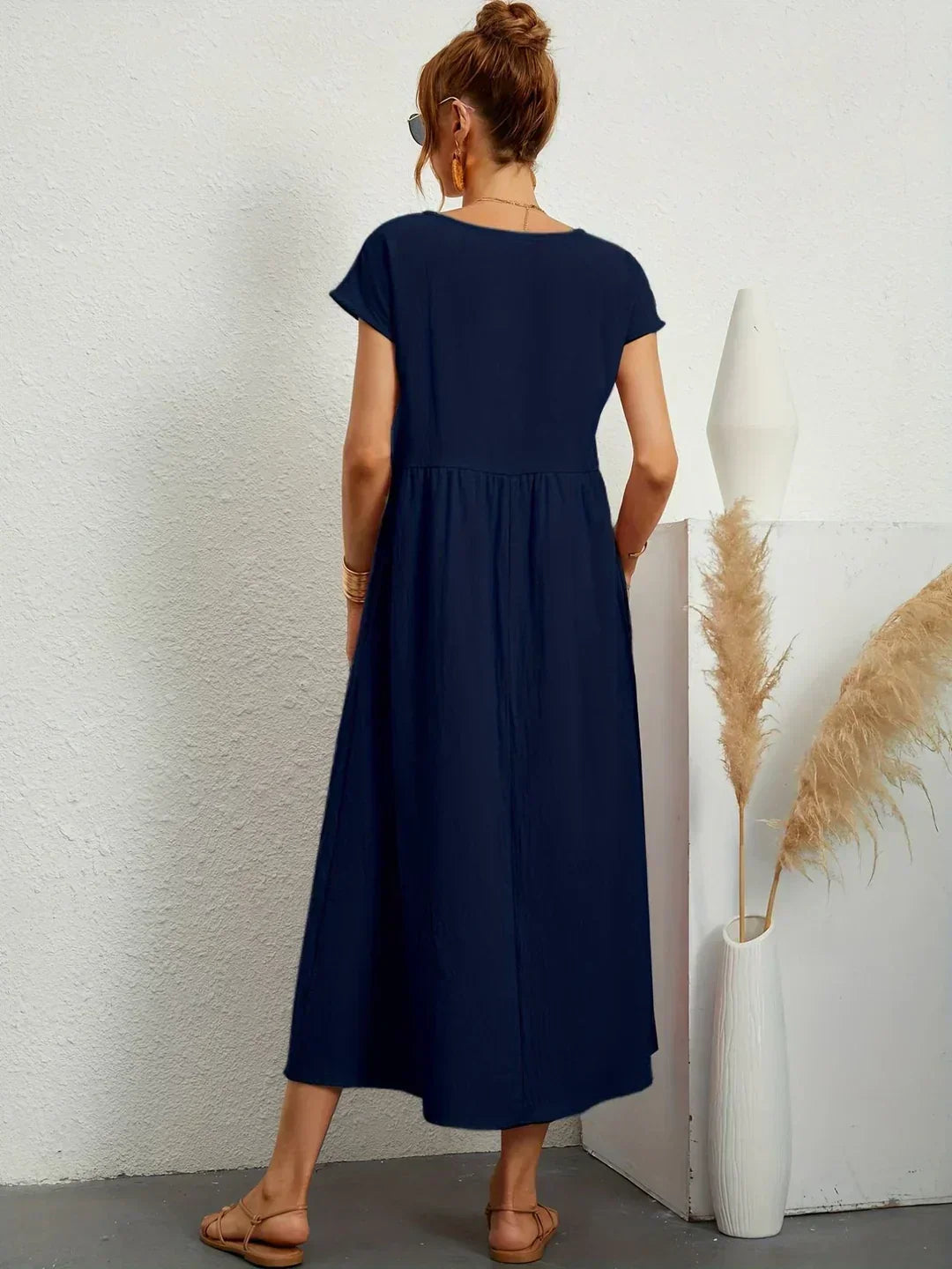 Gabrielle™ — Fluid Midi Dress Timeless Elegance