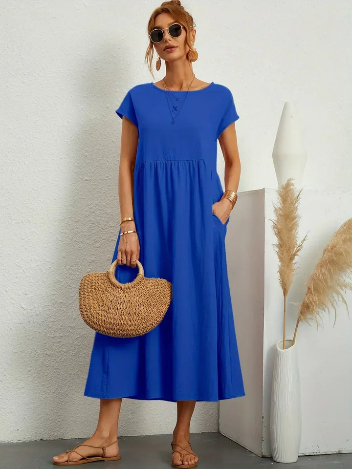 Gabrielle™ — Fluid Midi Dress Timeless Elegance