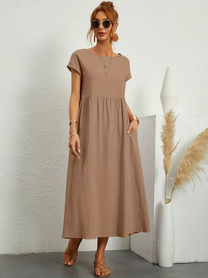 Gabrielle™ — Fluid Midi Dress Timeless Elegance
