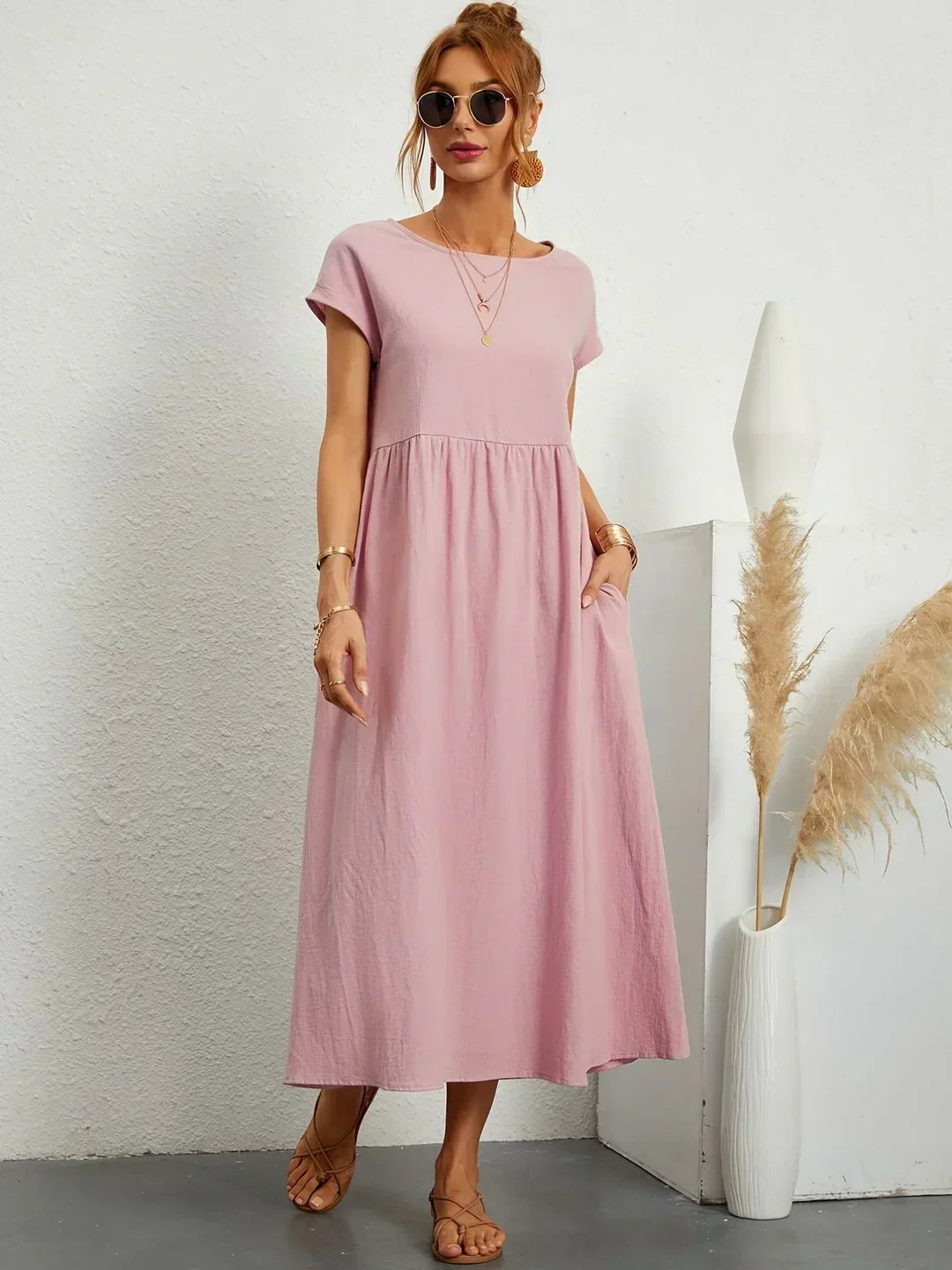 Gabrielle™ — Fluid Midi Dress Timeless Elegance