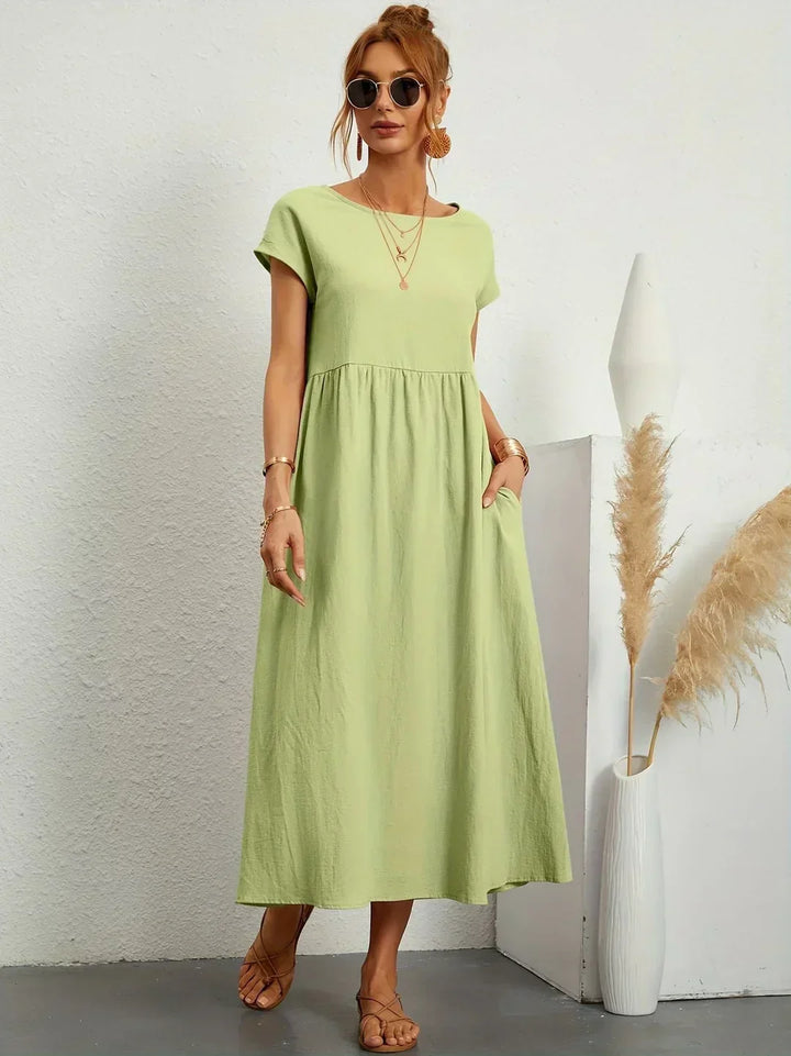 Gabrielle™ — Fluid Midi Dress Timeless Elegance
