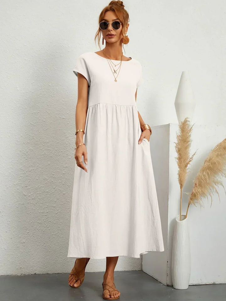 Gabrielle™ — Fluid Midi Dress Timeless Elegance