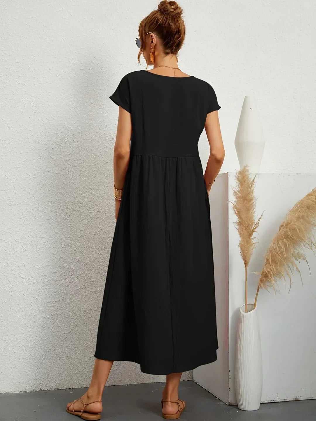 Gabrielle™ — Fluid Midi Dress Timeless Elegance